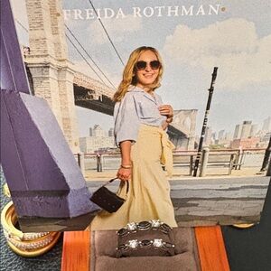 Freida Rothman Elegant Silver and Black Women's Ring Set of 2 size 8 or 9